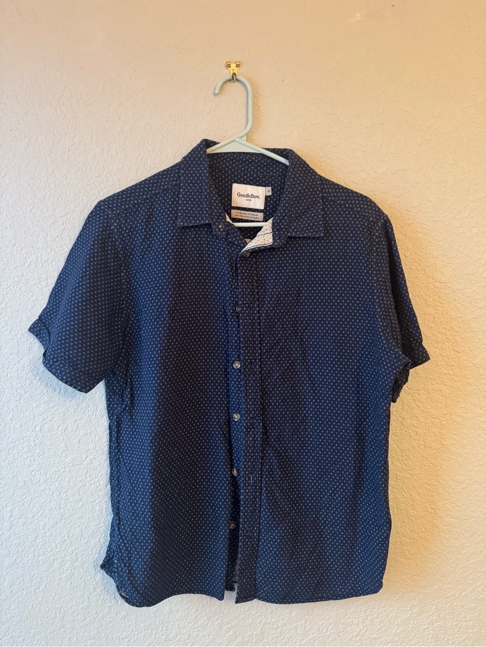 Goodfellow & Co Navy Short-Sleeve Button-Down with Microdot Print